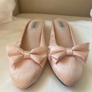 Natori pink taffeta silk bedroom slippers